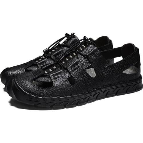 Summer Men Casual PU Sandals Hollow Out Breathable Beach Shoes Seaside Pool River Upstream Water Shoes Male Aqua Shoes