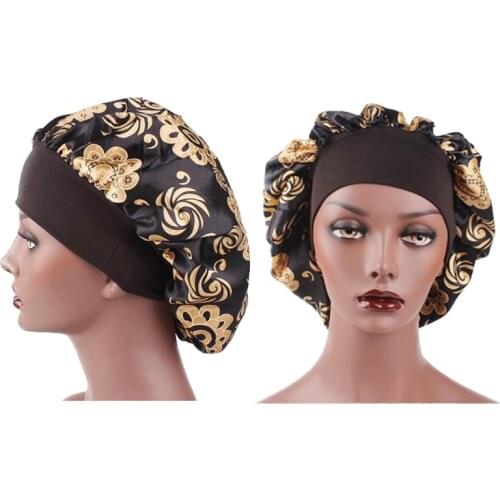 56-58cm Satin Bonnet Hair Styling Caps For Sleeping Shower Cap Satin Wide-brimmed Headband With Night Cap Hair Styling Tool