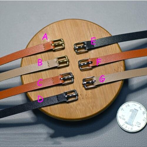 Width 6mm 1/6 Scale Leather Belt Model Black Silver/Bronze Metal Button Belt For 12'' Female/Male Action Figure