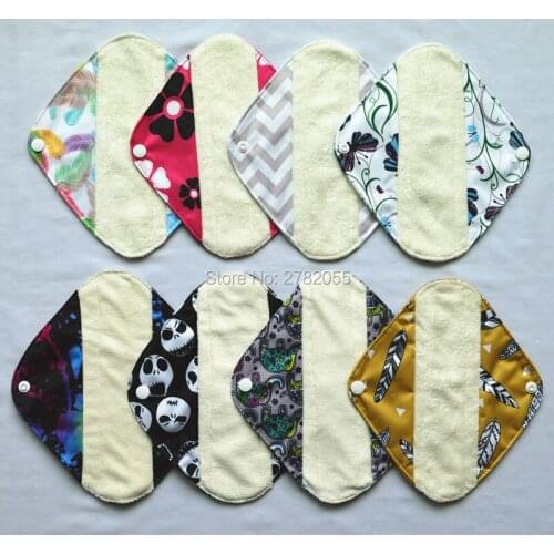 [Sigzagor] 3 Small S Panty Liners Reusable Washable Leakproof BAMBOO Menstrual Sanitary Mama Cloth Pads,8"/20cm 15 Designs