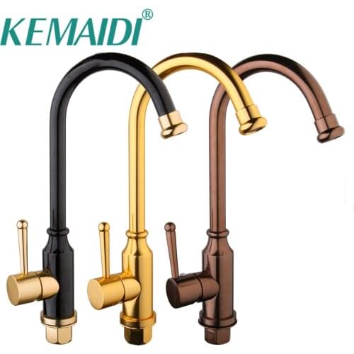 KEMAIDI 3 Choices Hand Painting Kitchen Sink Mixer Rose Gold Polished Space Aluminium Metal Black Tap Bathroom Faucets
