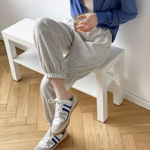 Loose Gray Sweatpants Women Simple Solid Color Drawstring High Waist Wide Leg Casual Trousres Woman Pants