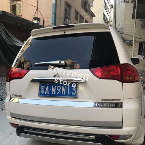Use For Mitsubishi Pajero Sport 2011-2015 Spoiler ABS Plastic Carbon Fiber Look Rear Trunk Wing Car Body Kit Accessories