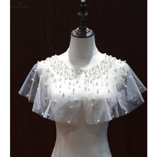 Beaded Bridal Wrap Tulle Bridal Cape Shrugs for Women
