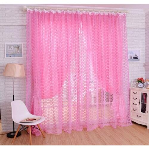 200*100CM Tulle Sheer Curtains Rose Divider Sheer Voile CurtainLiving Room Window Curtains Home Decor Window Screening 1 Side