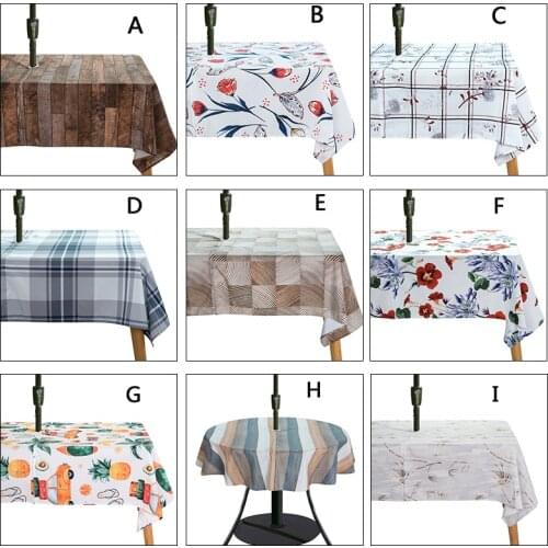 Waterproof Table Cover Cloth Outdoor Beach With Umbrella Hole Round Rectangle Tablecloth Kitchen Dining Room Party