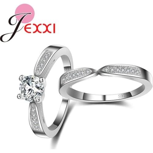 High Quality Romantic Style Clear Crystal Fashion Rings Set For Woman 925 Sterling Silver Ring Wholesale Price