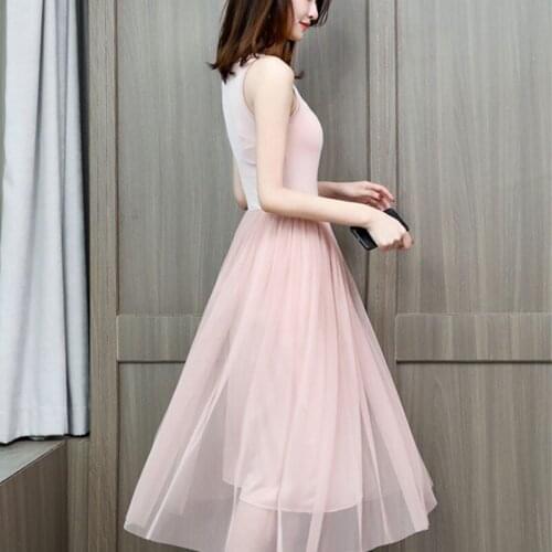 Summer 2020 Women White Pleated Dress Plus Size 4XL Vintage Elegant Dress Party Sexy Splice High Waist O-neck Sleeveless Vestido