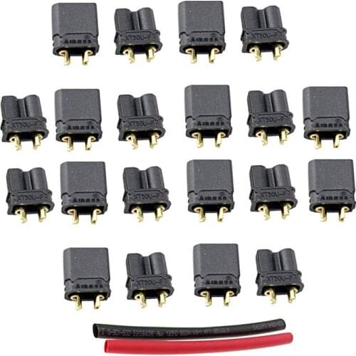 10 Pairs Amass XT30 XT30-U Male Female Bullet Connectors Power Battery Plugs with Heat Shrink for RC Lipo Battery
