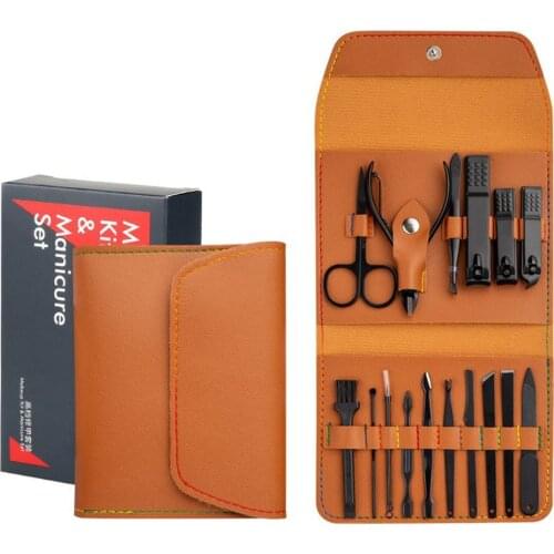 16 Pcs Nail Clipper Sets Manicure Set Pedicure Sets Nail Kit Professional Nail Manicure Kit Grooming Kit Tool With Leather Bag