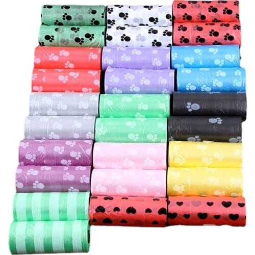 20-100 Roll Paw Print Dog Poop Bag Big Cat Poop Bag Doggie Outdoor Household Dirt Cleaning Supplement Garbage Bag Pet Supplies