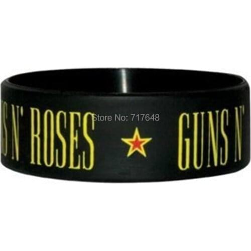 300pcs One inch Guns n roses wristband silicone bracelets free shipping by FEDEX