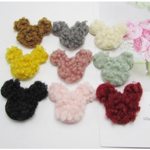 36pcs/lot 5*4.5cm Soft Plush Mouse Head Applique for Clothing Hat Sewing Supplies Patches DIY Hair Band Clips Bow Accessories