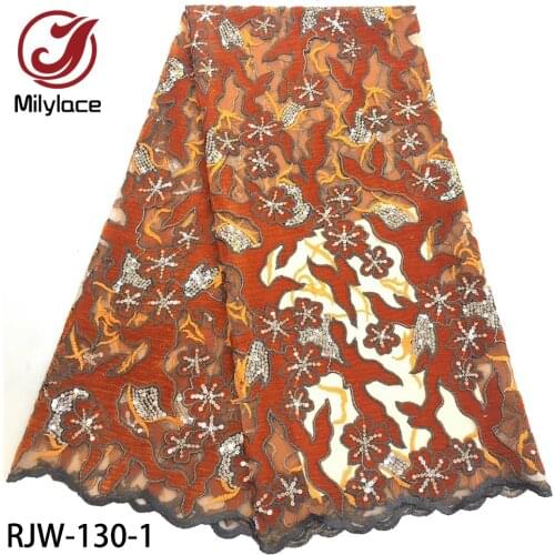 African French Tulle Mesh Lace Fabric with Sequins High Quality Velvet Lace Fabric for Nigeria Wedding RJW-130