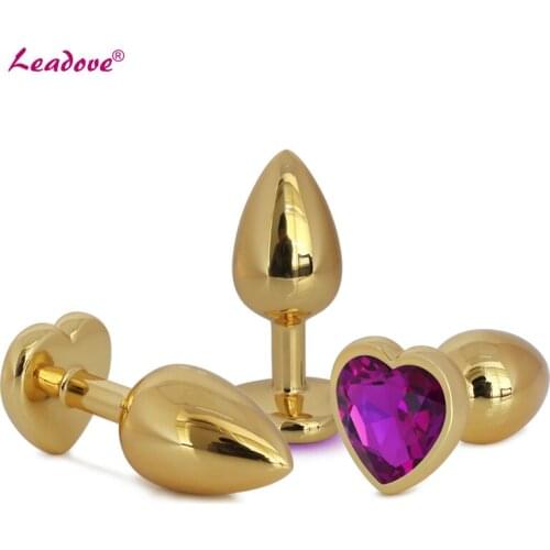 Medium Size Heart Shape Butt Toy Plug Anal Insert Metal Crystal Jewellery Anal Plug Sexy Stopper Sex Toys GS0314
