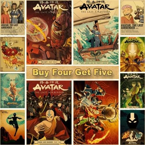 Avatar The Last Airbender Anime Poster Retro Kraft Paper Posters Home Wall Art Decor Living Room Bar Cafe Decoration Painting