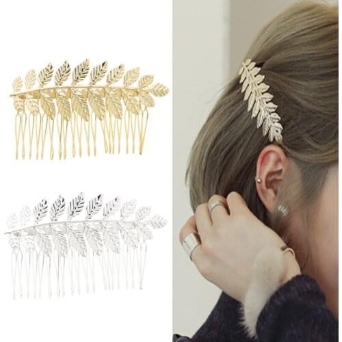 Baroque Style Greek Leaf Hair Combs for Women Bohemian Metal Leaf Hairpins Headdress Girl Wedding Party Hair Accessories