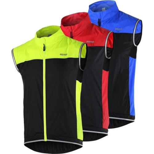 ARSUXEO Quick Dry Sleeveless Reflective Waterproof Breathable Top Clothing MTB Bike Bicycle Mens Windbreaker Cycling Jackets