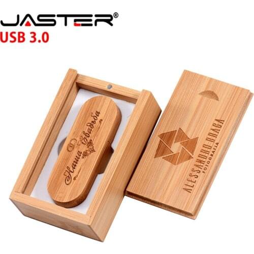 JASTER (over 1 PCS free LOGO) Wooden USB3.0 + box pen drive 4GB 8G 16G 32GB 64G USB Flash Drive photography wedding gifts