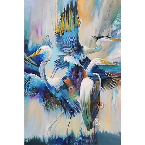 Bird Heron Diamond Painting Animal Abstract Oil Paint Round Full Drill Nouveaute DIY Mosaic Embroidery 5D Cross Stitch Home Gift
