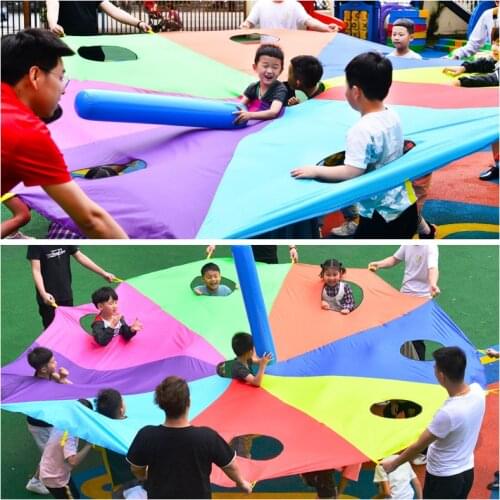 Kindergarten Hit Hamster Colorful Mat Rainbow Umbrella Parachute Toy Parent-child Activities Game Props Children Outdoor Sports