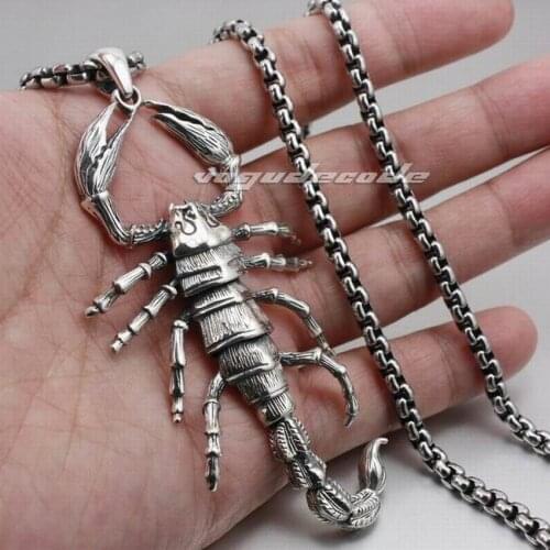 925 Sterling Silver Huge & Heavy King Scorpion Mens Biker Rokcer Pendant 8C020