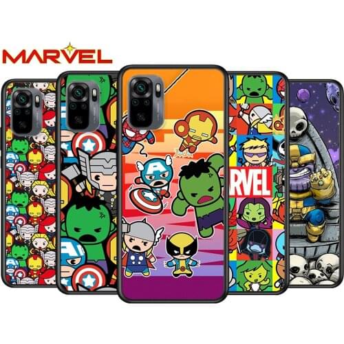 Marvel cartoon cute for Xiaomi Redmi Note 10 10S 9 9T 9S 9Pro Max 8T 8Pro 8 7 6 5 Pro 5A 4X 4 Soft Black Phone Case