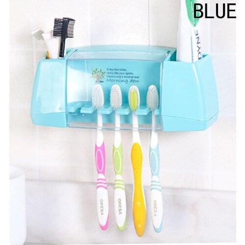 Multifunction Toothbrush Holder Storage Box Bathroom Makeup Accessories Save Space Durable Wall Stand Toothpaste Dispenser