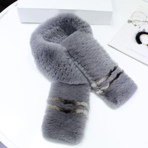 Fashion Knitted Scarf Women Plush Thermal Neckerchief Real-Rabbit-Fur Muffler Handmade Shawl 2020 New Hot-Sale