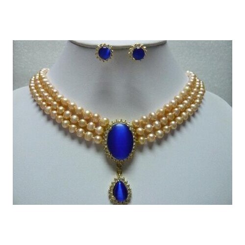 NEW free shipping wholesale pearl & jade/opal necklace pendant earring set 18K gold plated watch Quartz stone CZ crys jewelry