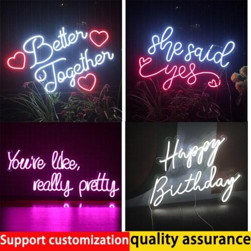 Custom Neon Signs Lights Letters Flex Led 3D for Wall Decor Wedding Party Happy Birthday For Bar Pub Decoration Murale Chambre