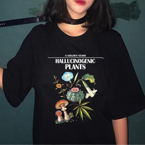 Hallucinogenic plants new summer Harajuku print big size Ulzzang women short-sleeved tops tees letters loose fun fashion T-shirt