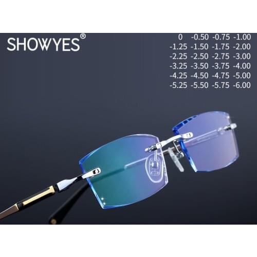Blue Light Filter Glasses Men Myopia Eyeglasses Computer Titanium Rimless Frames Ti Prescription Diopter Frameless Eye Eyewear