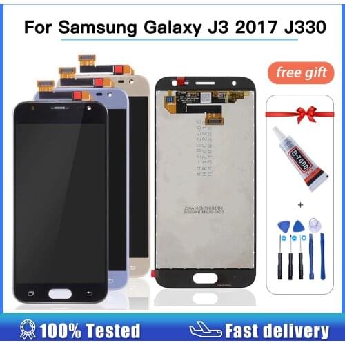 Original For Samsung Galaxy J3 2017 J330 J330F SM-J330F LCD Display Touch Screen Digitizer Assembly LCD Display Adjust Brightnes