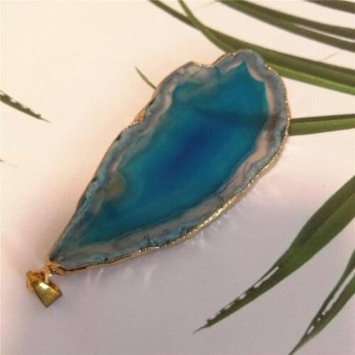 1pc Geode Agates Slice Pendants Necklace Natural Gemstones Irregular Shape Stone Pendant Elegant Quartzs Jewelry Making