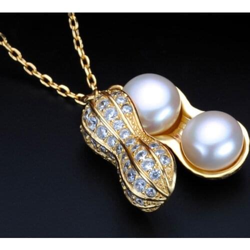 2021 Moana Kolye Collares Womens Natural Freshwater Pearl Necklace Peanut Pendant Korean Clavicle Chain Luxury Party Jewelry