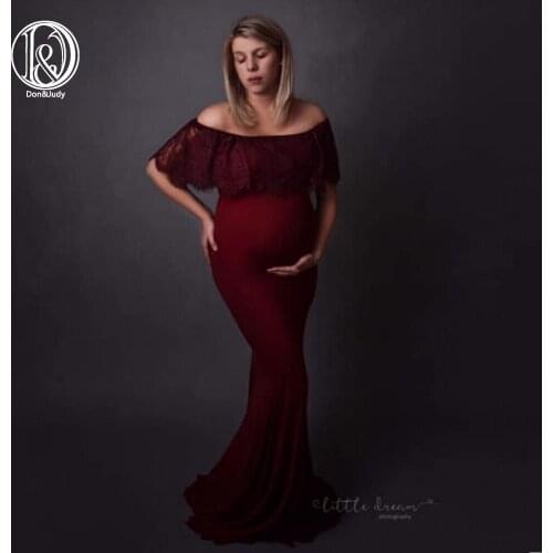 Don&Judy Fashion Maternity Dress 2pcs/set Maternity Photography Props Pregnancy Woman Maxi Gown Clothes For Pregnant Women