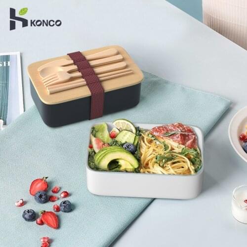 Portable Bamboo Lunch Box Japan Bento Box for School Kids Food Container Box With knife and fork Microwave Movable Compartments
