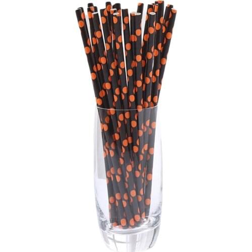 25Pcs Halloween Paper Drinking Straws Cute Novelty Pattern Paper Drinking Straws For Invitation Party Favors Decoration