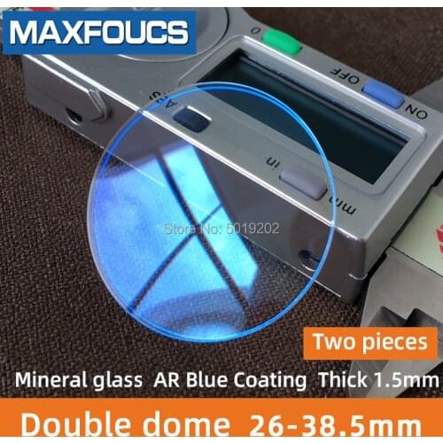 Watch glass mineral glass AR Blue Coating coated Double dome thickness 1.5mm diameter 26mm ~ 38.5mm [ 2 pieces] Free shipping