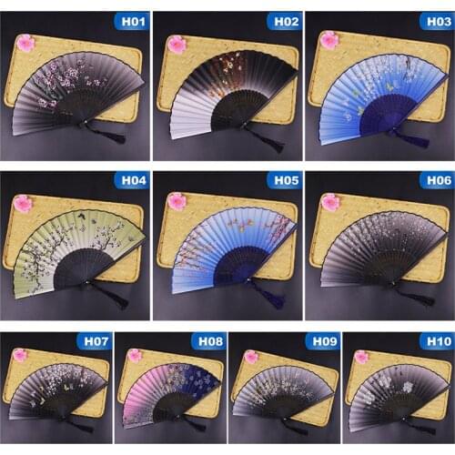 Wedding Colorful Fan Chinese Dance Party Pocket Gifts Japnese Style Summer Vintage Bamboo Folding Hand Held Cherry blossoms Fan