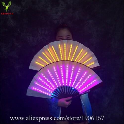 Led colorful luminous Fan nightclub bar ktv concert music festival folding fan birthday gift luminous party DJ DS Stage Props