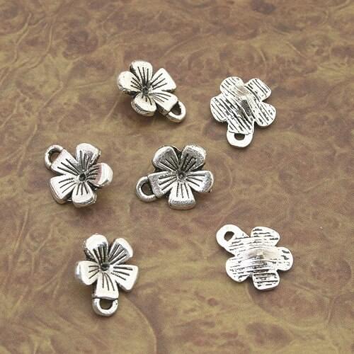 50pcs Tibetan Silver flower charm pendants X0066