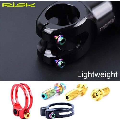 RISK M5x18 Bicycle Brake Lever Bolt Cylindrical Head Bicycle Seat Post Clamp Fixing Bolts Screw Hollow Ultralight Titanium