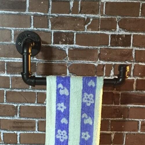 DWZ Retro Water Pipe Towel Rack Bathroom Wrought Iron Toilet Coat Rack Creative Industrial Wind Wall Decorative Frame