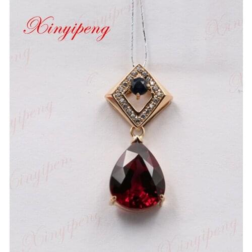 Xinyipeng18K rose gold inlaid natural garnet pendants female design is beautiful