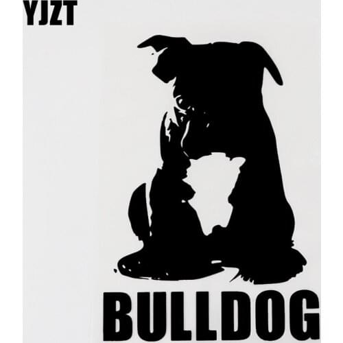 YJZT 10.5CM×15CM Fun Animal Bulldog Vinyl Motorcycle Decal Car Sticker Black/Silver 13F-0063