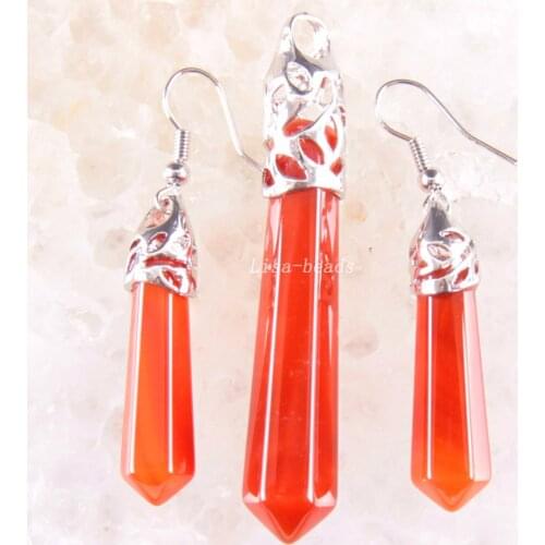 Free Shipping New without tags Fashion Jewelry Sets Zinc Alloy Natural Red Carnelian Onyx Earrings Pendant Bead RK1665