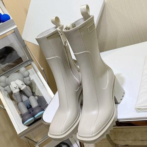 Classic Vintage Square Toe Black Boots High Quality Leather Women Shoes Solid High Heels Ankle Zip Female Boots