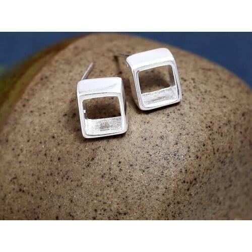 925 Sterling Sliver Stud Earrings For Women Square hole Rhomboid Earring Earings Fashion Jewelry Silver 925 Jewelry For Girls